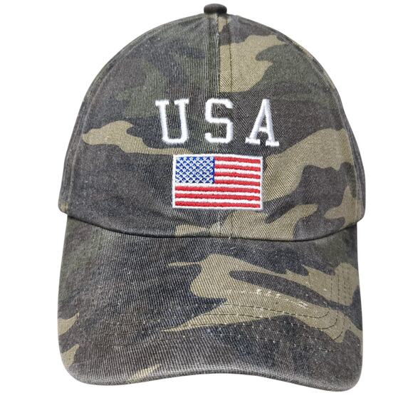 USA Flag Slideback Baseball Cap Multi One Size Adjustable Camo David And Young - Picture 1 of 9